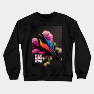 Be Wild. Be Proud. Be Free.- hummingbird art Crewneck Sweatshirt